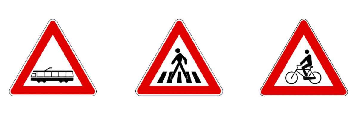 segnali stradali pericolo attraversamento tranviario pedonale ciclabile